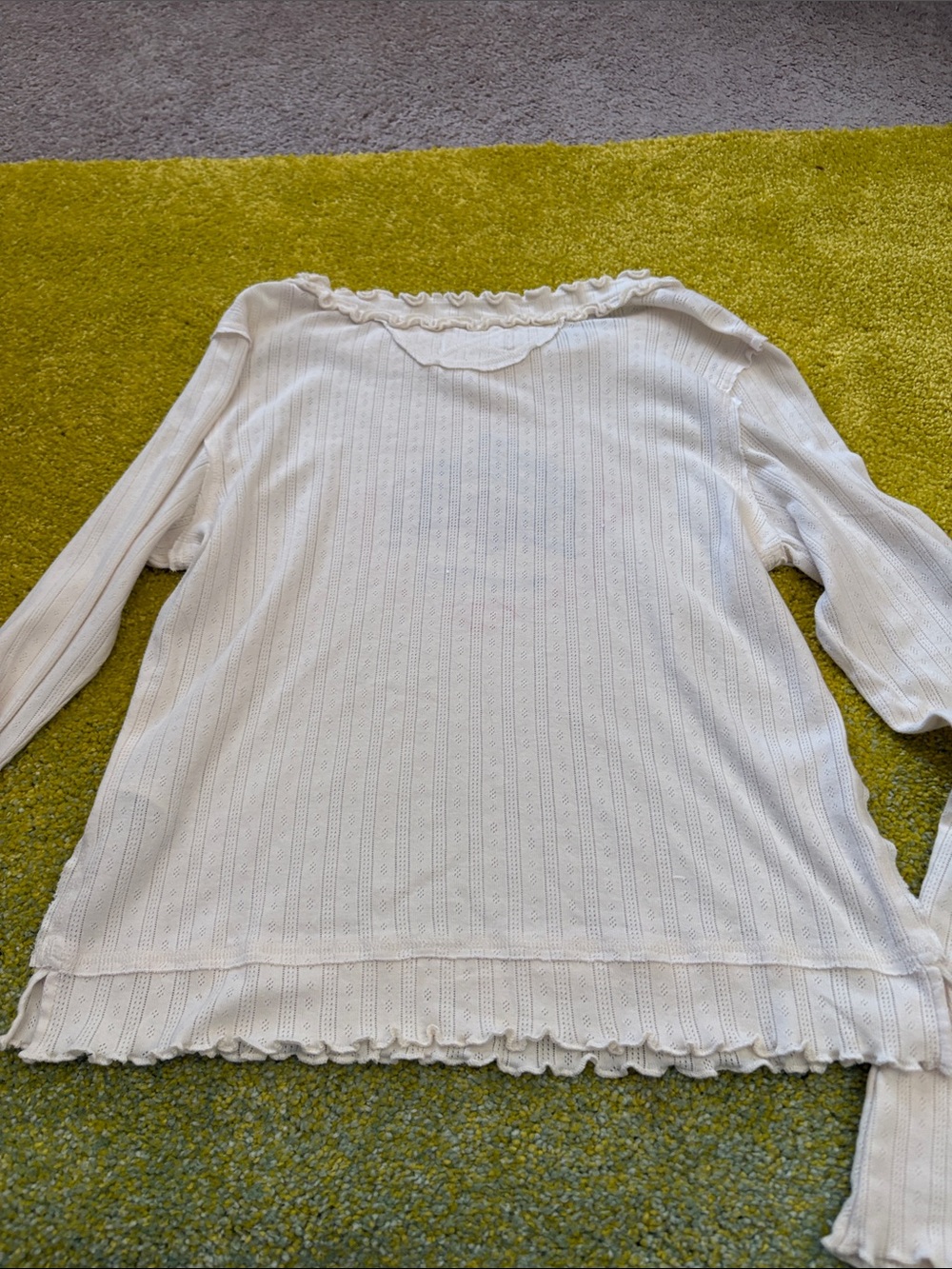 We The Free Cream Ruffled Neck Ribbed Top with Embroidered Detail - Picture 10 of 12